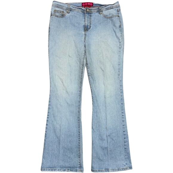 Y2K GLO Jeans Mid Rise Flare Bootcut Light Wash Size 11 Vintage Trashy Grunge - Picture 1 of 9